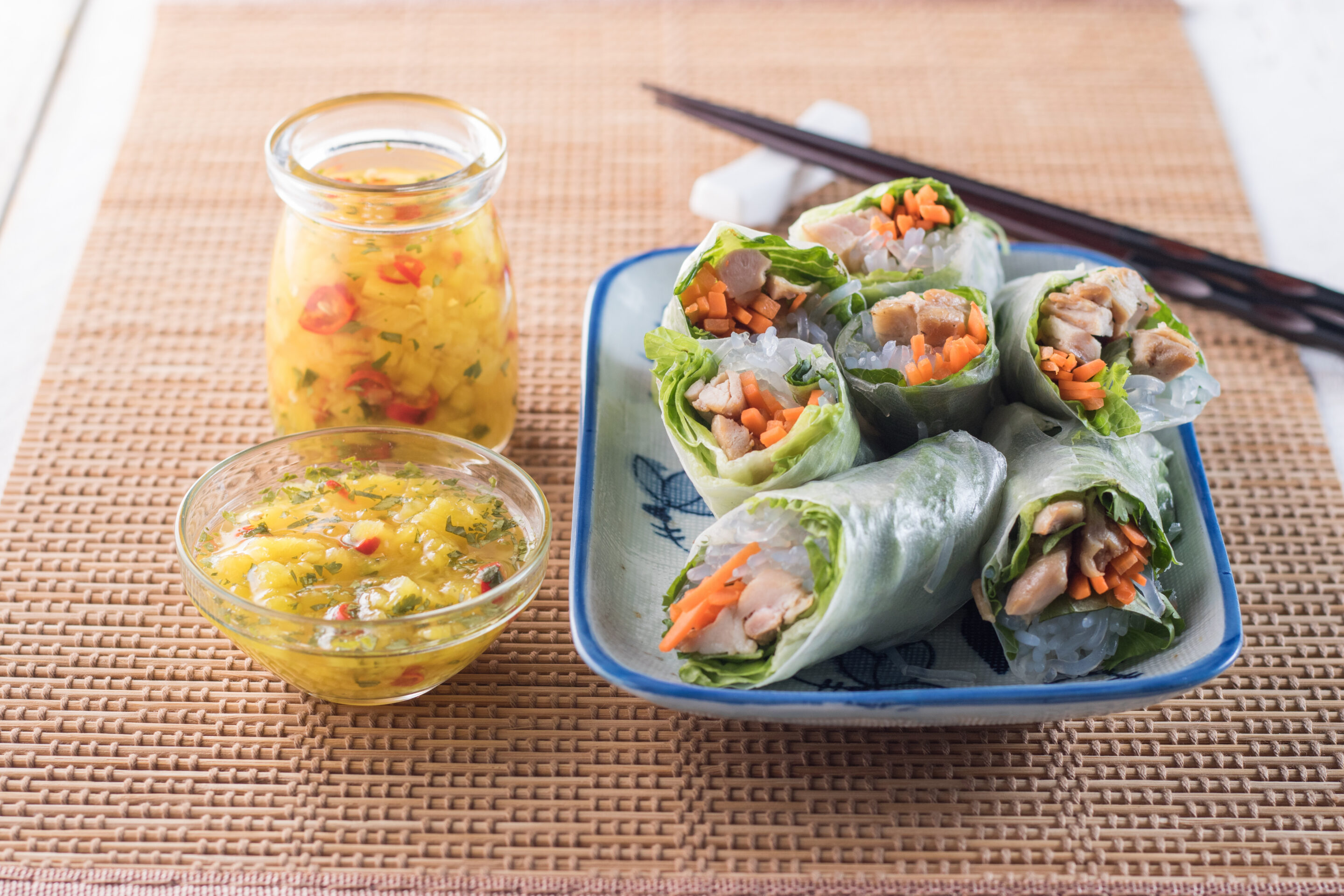 Vietnamese Grilled Chicken Spring Rolls